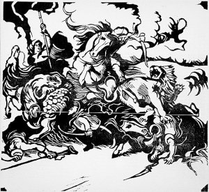 Lion Hunt (after Delacroix)